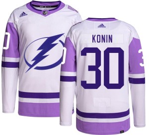 Youth Tampa Bay Lightning Kyle Konin Adidas Authentic Hockey Fights Cancer Jersey -