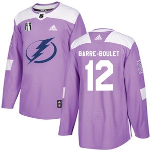 Youth Tampa Bay Lightning Alex Barre-Boulet Adidas Authentic Fights Cancer Practice 2022 Stanley Cup Final Jersey - Purple