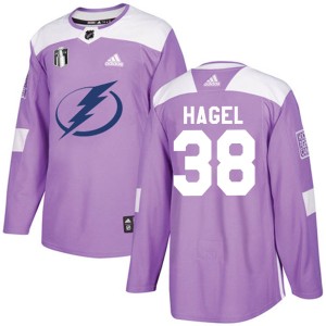 Youth Tampa Bay Lightning Brandon Hagel Adidas Authentic Fights Cancer Practice 2022 Stanley Cup Final Jersey - Purple