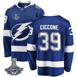 Youth Tampa Bay Lightning Enrico Ciccone Fanatics Branded Breakaway Home 2020 Stanley Cup Champions Jersey - Blue