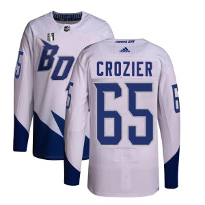 Men's Tampa Bay Lightning Maxwell Crozier Adidas Authentic 2022 Stadium Series Primegreen 2022 Stanley Cup Final Jersey - White