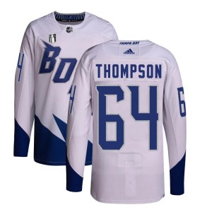 Men's Tampa Bay Lightning Jack Thompson Adidas Authentic 2022 Stadium Series Primegreen 2022 Stanley Cup Final Jersey - White