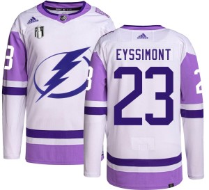 Youth Tampa Bay Lightning Michael Eyssimont Adidas Authentic Hockey Fights Cancer 2022 Stanley Cup Final Jersey -