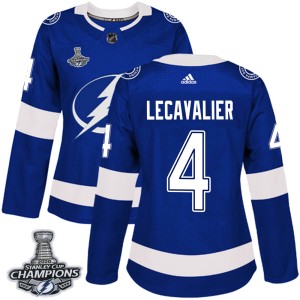 Women's Tampa Bay Lightning Vincent Lecavalier Adidas Authentic Home 2020 Stanley Cup Champions Jersey - Blue