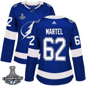 Women's Tampa Bay Lightning Danick Martel Adidas Authentic Home 2020 Stanley Cup Champions Jersey - Blue