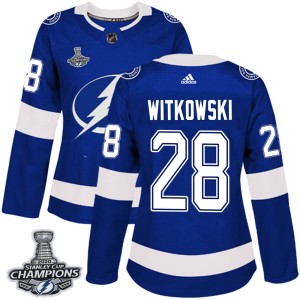 Women's Tampa Bay Lightning Luke Witkowski Adidas Authentic Home 2020 Stanley Cup Champions Jersey - Blue