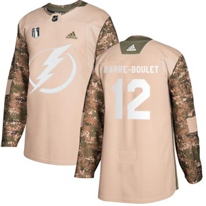 Youth Tampa Bay Lightning Alex Barre-Boulet Adidas Authentic Veterans Day Practice 2022 Stanley Cup Final Jersey - Camo