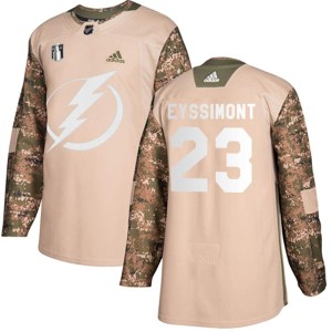 Youth Tampa Bay Lightning Michael Eyssimont Adidas Authentic Veterans Day Practice 2022 Stanley Cup Final Jersey - Camo