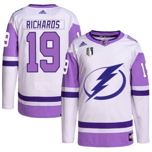 Youth Tampa Bay Lightning Brad Richards Adidas Authentic Hockey Fights Cancer Primegreen 2022 Stanley Cup Final Jersey - White/P