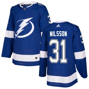 Youth Tampa Bay Lightning Anders Nilsson Adidas Authentic Home Jersey - Blue
