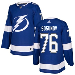 Youth Tampa Bay Lightning Oleg Sosunov Adidas Authentic Home Jersey - Blue