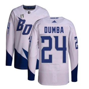 Youth Tampa Bay Lightning Matt Dumba Adidas Authentic 2022 Stadium Series Primegreen 2022 Stanley Cup Final Jersey - White