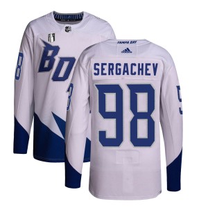 Youth Tampa Bay Lightning Mikhail Sergachev Adidas Authentic 2022 Stadium Series Primegreen 2022 Stanley Cup Final Jersey - Whit