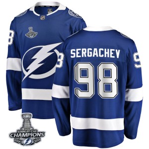 Men's Tampa Bay Lightning Mikhail Sergachev Fanatics Branded Breakaway Home 2020 Stanley Cup Champions Jersey - Blue