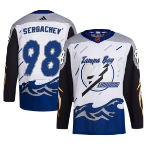 Youth Tampa Bay Lightning Mikhail Sergachev Adidas Authentic Reverse Retro 2.0 Jersey - White