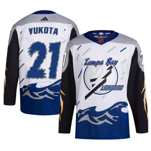 Youth Tampa Bay Lightning Mick Vukota Adidas Authentic Reverse Retro 2.0 Jersey - White