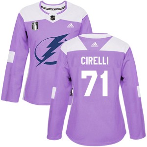 Women's Tampa Bay Lightning Anthony Cirelli Adidas Authentic Fights Cancer Practice 2022 Stanley Cup Final Jersey - Purple