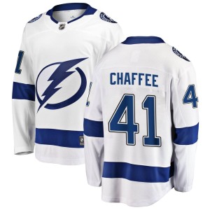 Youth Tampa Bay Lightning Mitchell Chaffee Fanatics Branded Breakaway Away Jersey - White