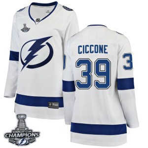 Women's Tampa Bay Lightning Enrico Ciccone Fanatics Branded Breakaway Away 2020 Stanley Cup Champions Jersey - White