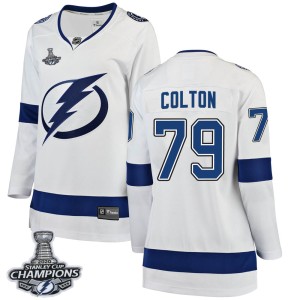Women's Tampa Bay Lightning Ross Colton Fanatics Branded Breakaway Away 2020 Stanley Cup Champions Jersey - White