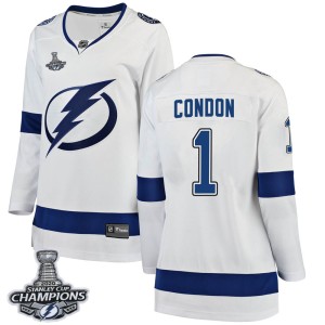 Women's Tampa Bay Lightning Mike Condon Fanatics Branded Breakaway Away 2020 Stanley Cup Champions Jersey - White