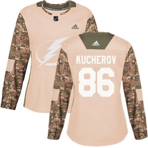 Women's Tampa Bay Lightning Nikita Kucherov Adidas Authentic Veterans Day Practice Jersey - Camo