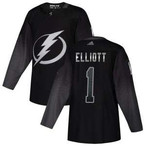 Men's Tampa Bay Lightning Brian Elliott Adidas Authentic Alternate Jersey - Black