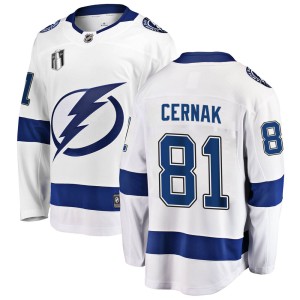 Men's Tampa Bay Lightning Erik Cernak Fanatics Branded Breakaway Away 2022 Stanley Cup Final Jersey - White