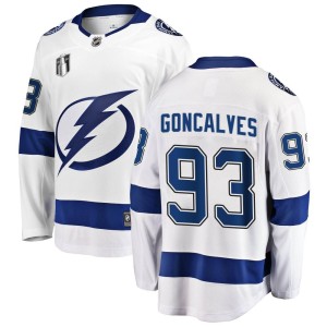 Men's Tampa Bay Lightning Gage Goncalves Fanatics Branded Breakaway Away 2022 Stanley Cup Final Jersey - White