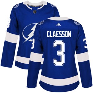 Women's Tampa Bay Lightning Fredrik Claesson Adidas Authentic Home Jersey - Blue