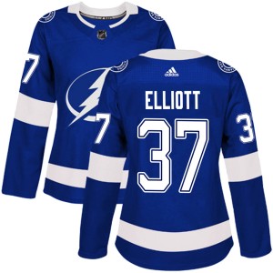 Women's Tampa Bay Lightning Brian Elliott Adidas Authentic Home Jersey - Blue