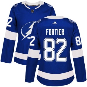 Women's Tampa Bay Lightning Gabriel Fortier Adidas Authentic Home Jersey - Blue