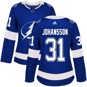 Women's Tampa Bay Lightning Jonas Johansson Adidas Authentic Home Jersey - Blue