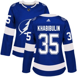 Women's Tampa Bay Lightning Nikolai Khabibulin Adidas Authentic Home Jersey - Blue