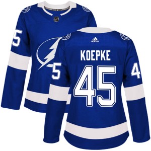Women's Tampa Bay Lightning Cole Koepke Adidas Authentic Home Jersey - Blue