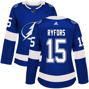 Women's Tampa Bay Lightning Simon Ryfors Adidas Authentic Home Jersey - Blue