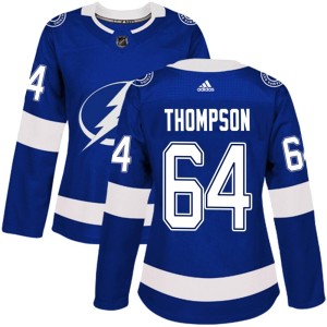 Women's Tampa Bay Lightning Jack Thompson Adidas Authentic Home Jersey - Blue