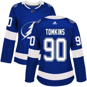 Women's Tampa Bay Lightning Matt Tomkins Adidas Authentic Home Jersey - Blue