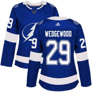 Women's Tampa Bay Lightning Scott Wedgewood Adidas Authentic ized Home Jersey - Blue