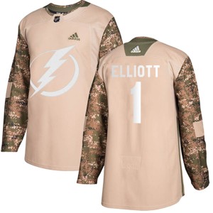 Youth Tampa Bay Lightning Brian Elliott Adidas Authentic Veterans Day Practice Jersey - Camo