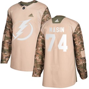 Youth Tampa Bay Lightning Dominik Masin Adidas Authentic Veterans Day Practice Jersey - Camo