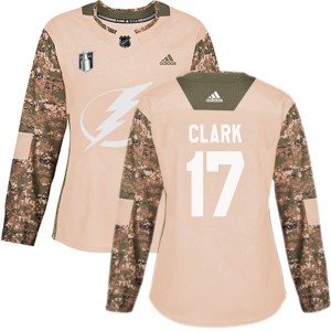 Women's Tampa Bay Lightning Wendel Clark Adidas Authentic Veterans Day Practice 2022 Stanley Cup Final Jersey - Camo
