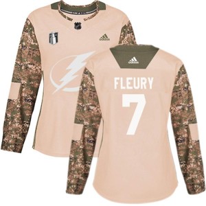 Women's Tampa Bay Lightning Haydn Fleury Adidas Authentic Veterans Day Practice 2022 Stanley Cup Final Jersey - Camo