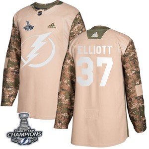 Men's Tampa Bay Lightning Brian Elliott Adidas Authentic Veterans Day Practice 2020 Stanley Cup Champions Jersey - Camo