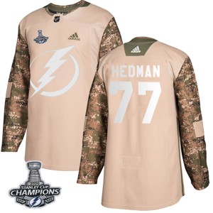 Men's Tampa Bay Lightning Victor Hedman Adidas Authentic Veterans Day Practice 2020 Stanley Cup Champions Jersey - Camo