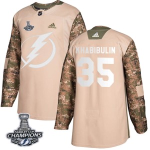 Men's Tampa Bay Lightning Nikolai Khabibulin Adidas Authentic Veterans Day Practice 2020 Stanley Cup Champions Jersey - Camo