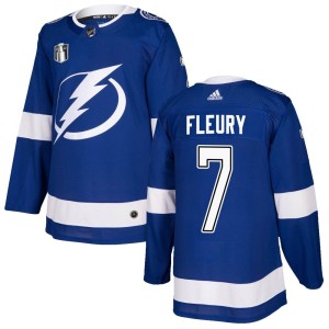 Youth Tampa Bay Lightning Haydn Fleury Adidas Authentic Home 2022 Stanley Cup Final Jersey - Blue