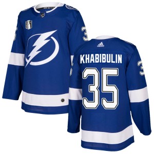Youth Tampa Bay Lightning Nikolai Khabibulin Adidas Authentic Home 2022 Stanley Cup Final Jersey - Blue