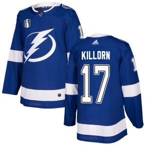 Youth Tampa Bay Lightning Alex Killorn Adidas Authentic Home 2022 Stanley Cup Final Jersey - Blue