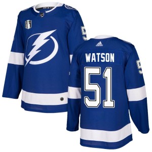Youth Tampa Bay Lightning Austin Watson Adidas Authentic Home 2022 Stanley Cup Final Jersey - Blue